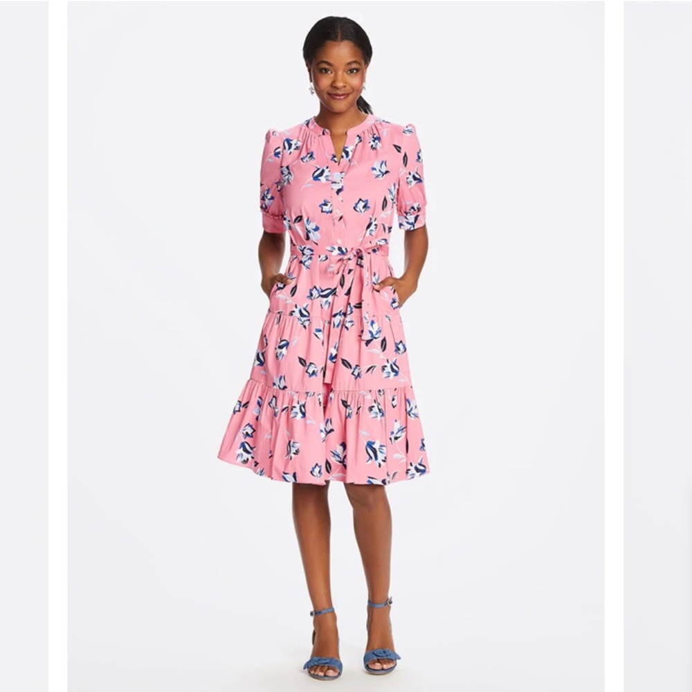 Floral Button Front Midi Dress